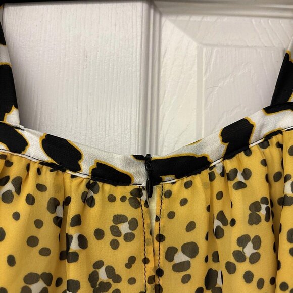 Koch Yellow & Black Animal Print Ruffle Strappy Top Size XS. Casual Party - Picture 8 of 8
